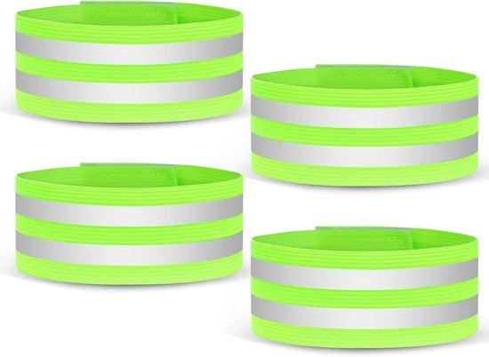 Tappetino Riflettente - 4 Pezzi Nastro Riflettente Universale a Doppio Strato - Cintura Riflettente per Corsa, Ciclismo - Adatto per Bambini e Adulti - Verde - 1 Set