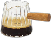 Caffè in vaso - 6OZ - vaso da caffè con manico - tazza per espresso - tazza per espresso - con bocca a V, coperchio per schiuma di latte ruvido, bicchiere di misura in vetro