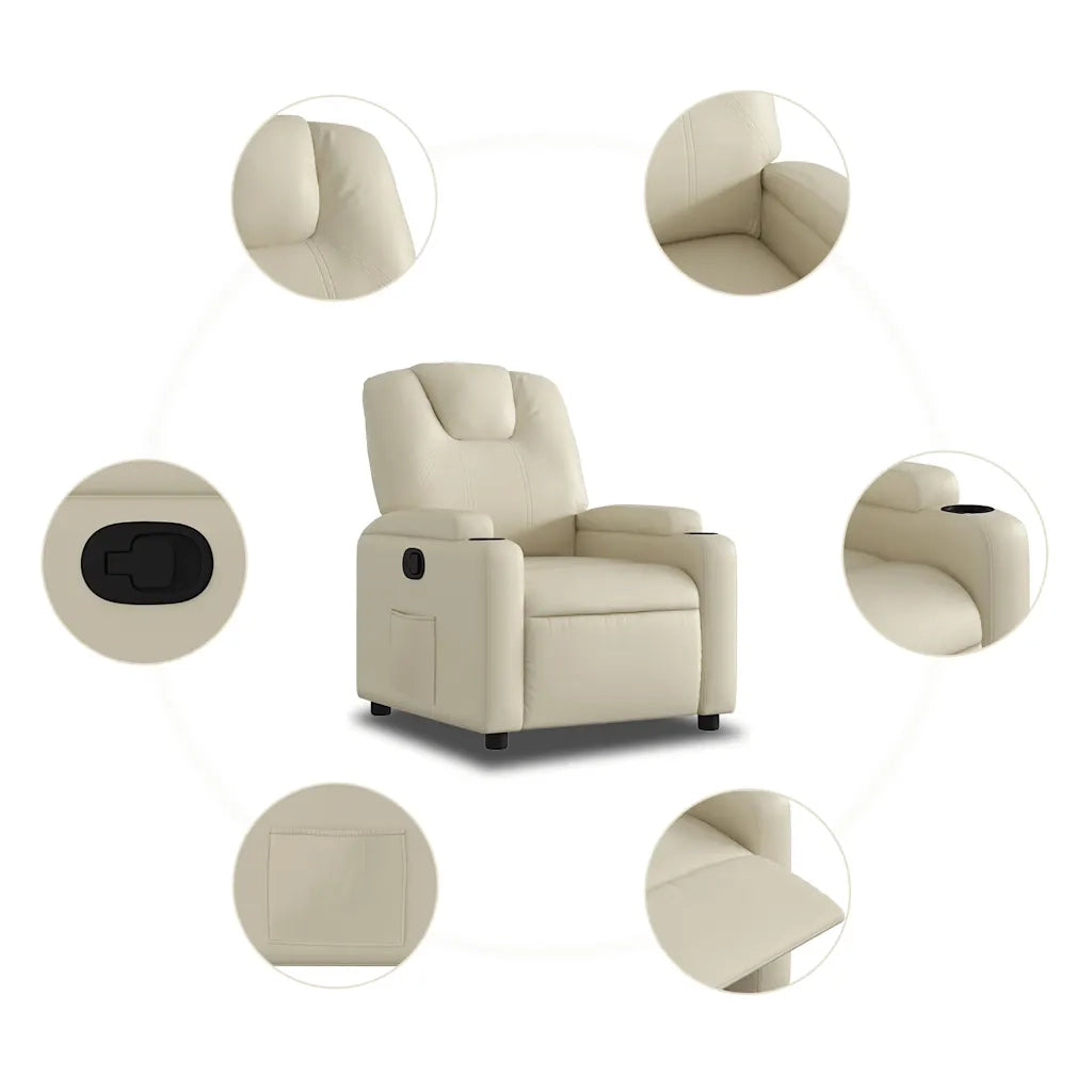 Divano Sedia-Poltrona Reclinabile Crema in Similpelle 437187