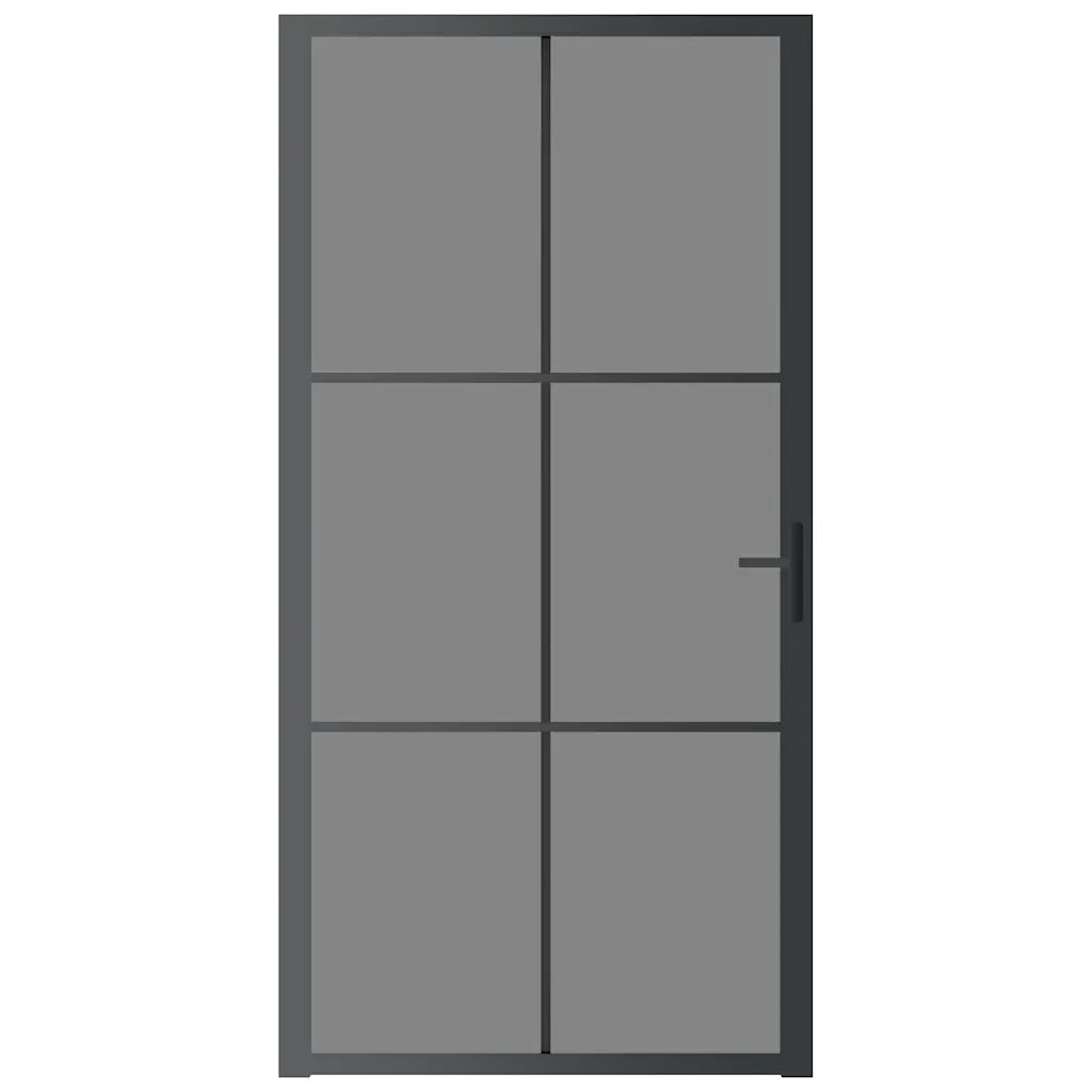 Porta Interna 102,5x201,5 cm Nera in Vetro ESG e Alluminio 350567