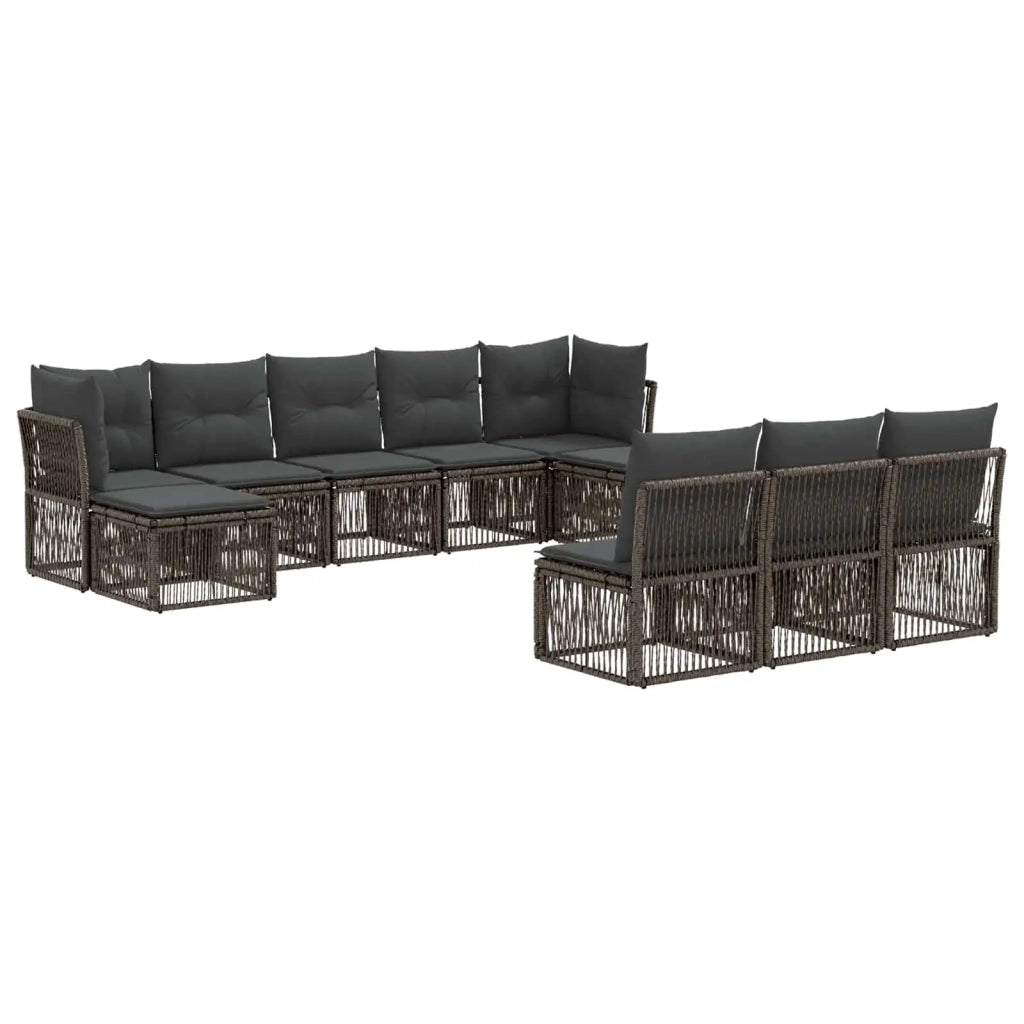 Set Divano da Giardino 10 pcs Grigio polyrattan 3434357