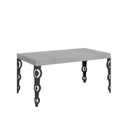 Tavolo allungabile 80x160/244 cm Karayan cemento telaio Antracite
