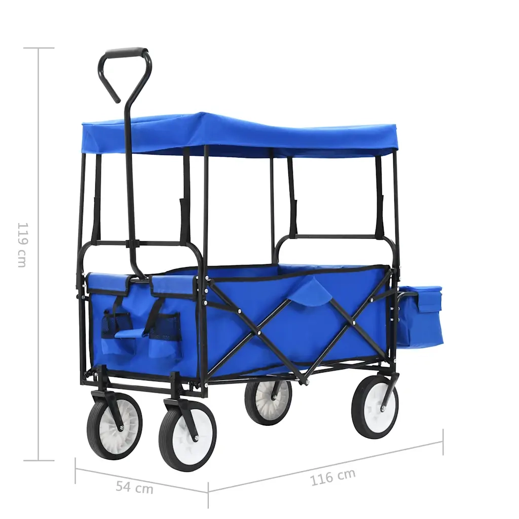 Carrello Pieghevole a Mano con Tettuccio in Acciaio Blu CFW9444641