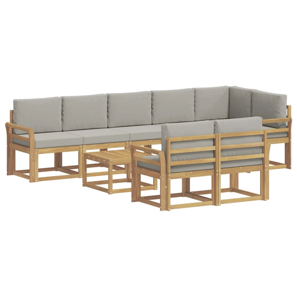 Set di divani da esterno 9 pcs Bianco e Grigio Chiaro 3387840