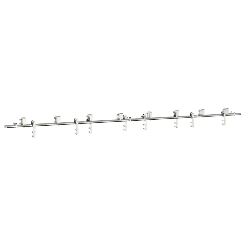 Kit Binari Porta Scorrevole 400 cm Acciaio Inossidabile Argento