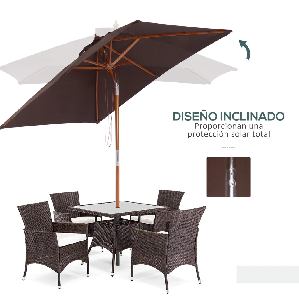 Ombrellone da Giardino Rettangolare Inclinabile ¨C zephmum ¨C Grigio 200x150x235 cm