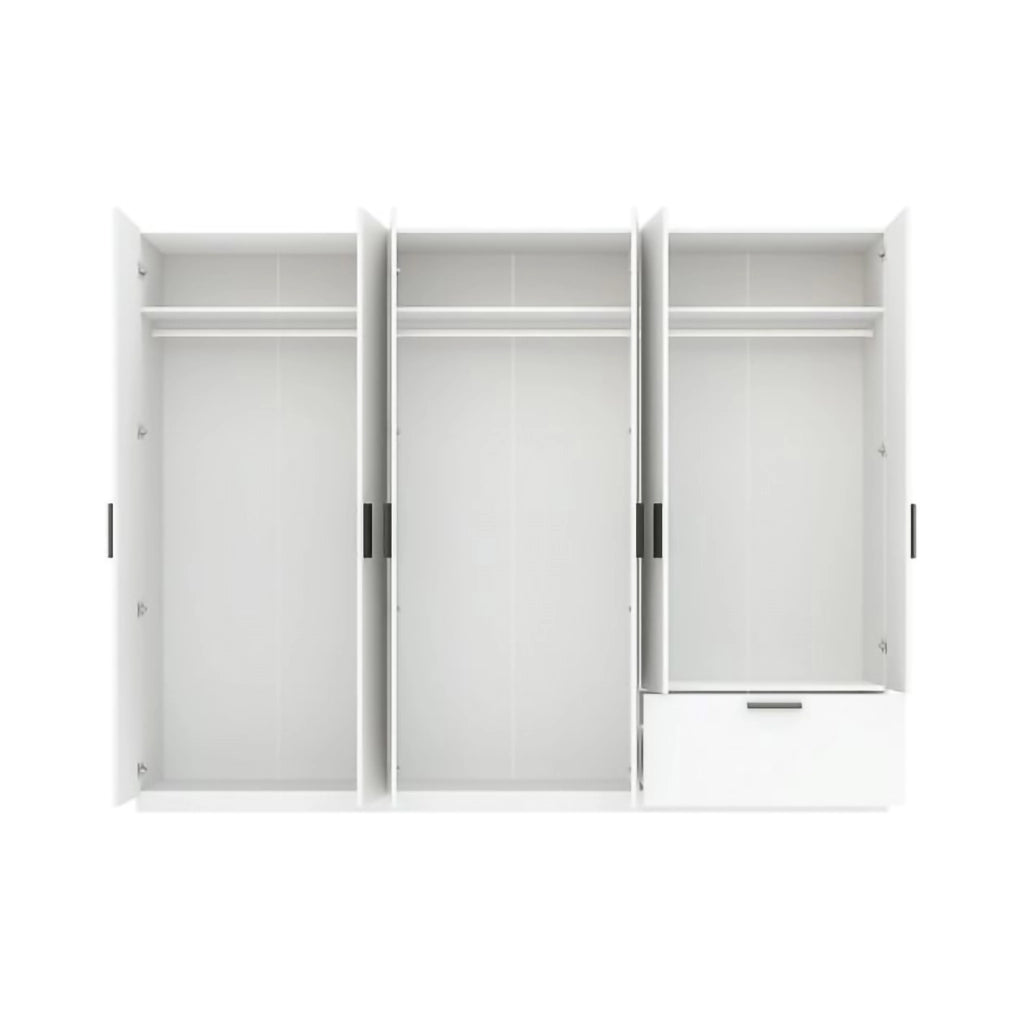 Armadio Camera da Letto Libaha, Guardaroba Grande 3 Ripiani, 269x210h cm Bianco