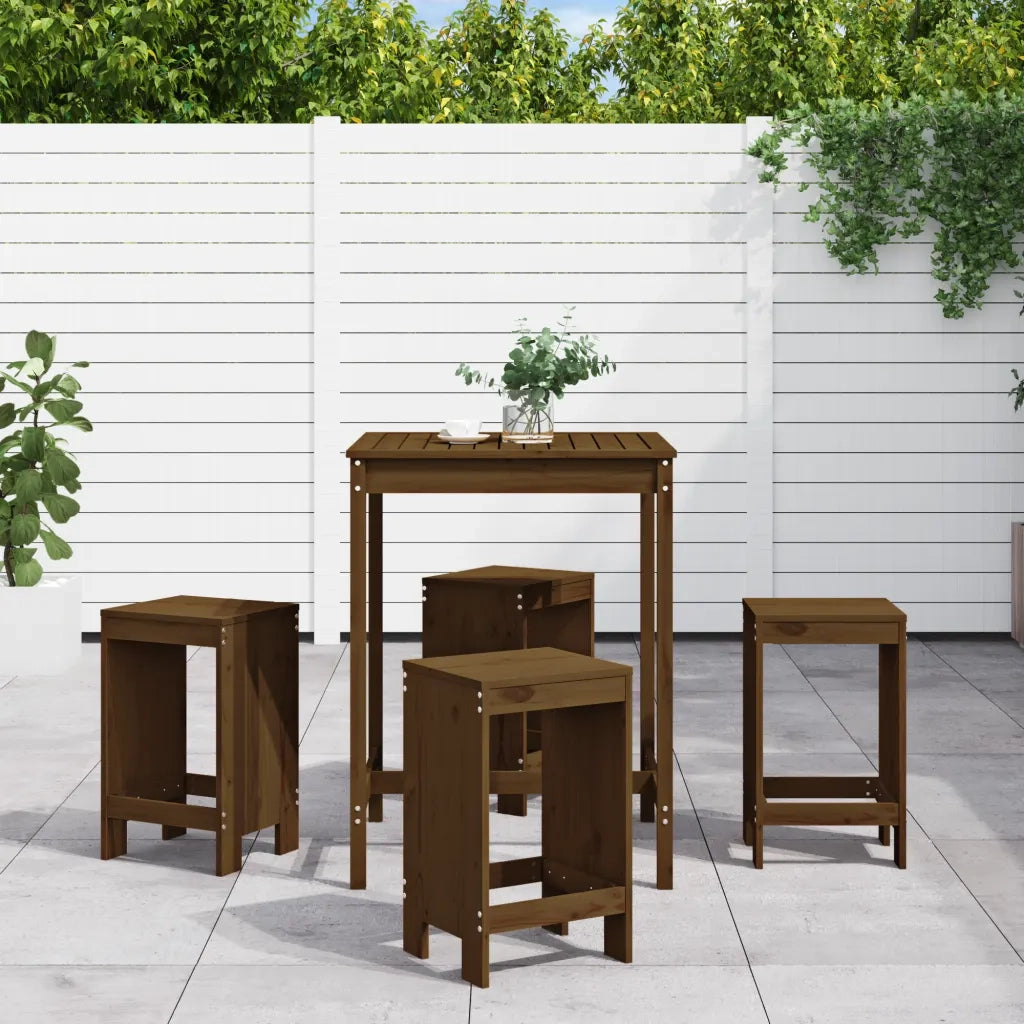 Set Bar da Giardino 5 pz | Set Salotto da Giardino ambra in Legno Massello di Pino