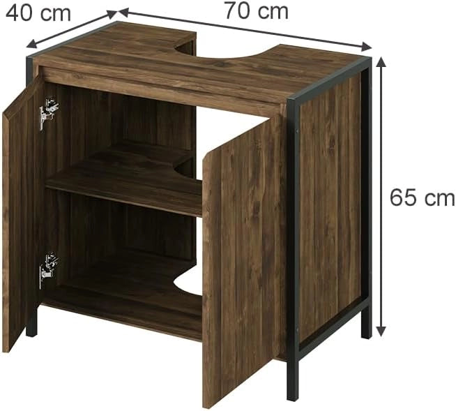 Specchio contenitore bagno Naola, Quercia/nero, 62.2 x 62.5 cm con 1 porta a specchio