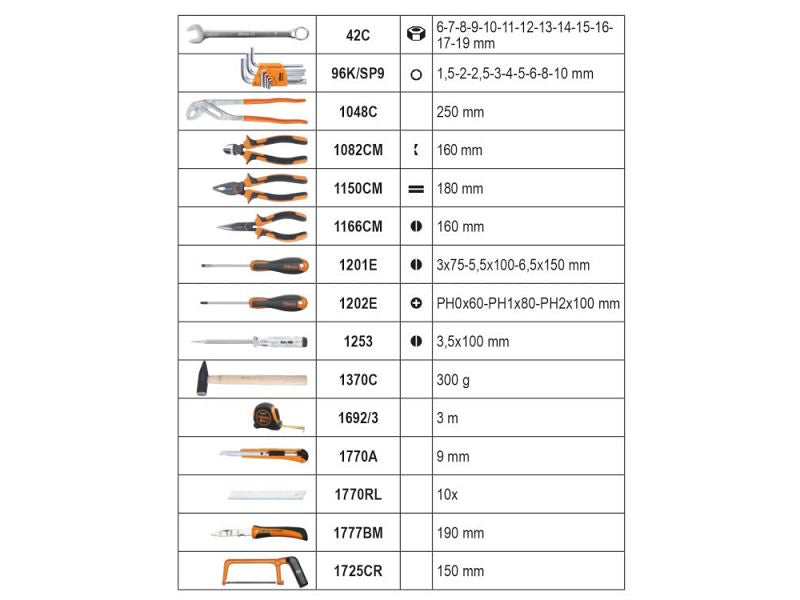 Valigia degli attrezzi professionale Beta Worker BW2054E-100 completa di 100 pezzi