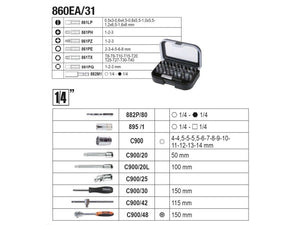 Valigia degli attrezzi professionale Beta Worker BW2054E-100 completa di 100 pezzi
