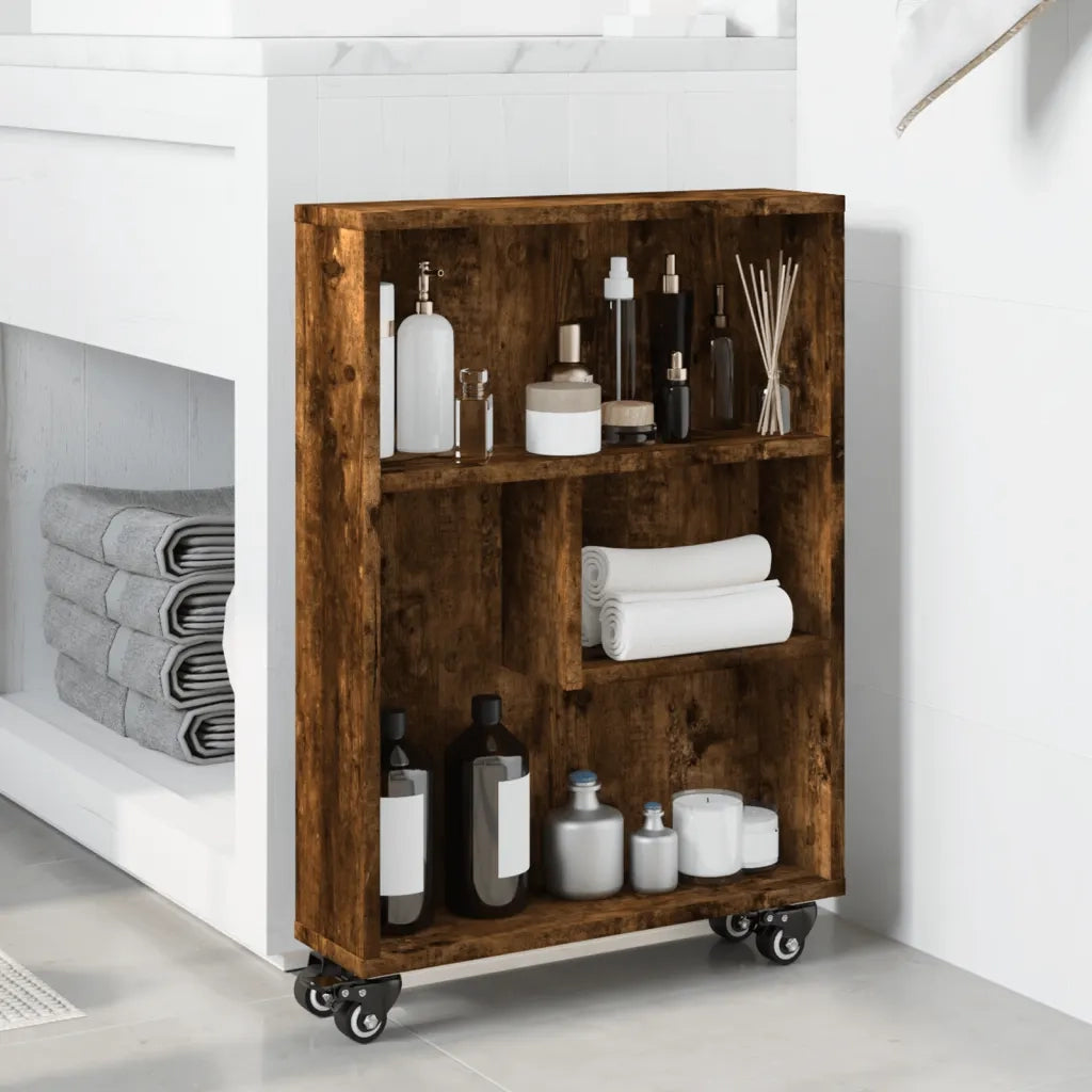 Carrello Stretto Rovere Fumo 48x13x68 cm in Truciolato 855227