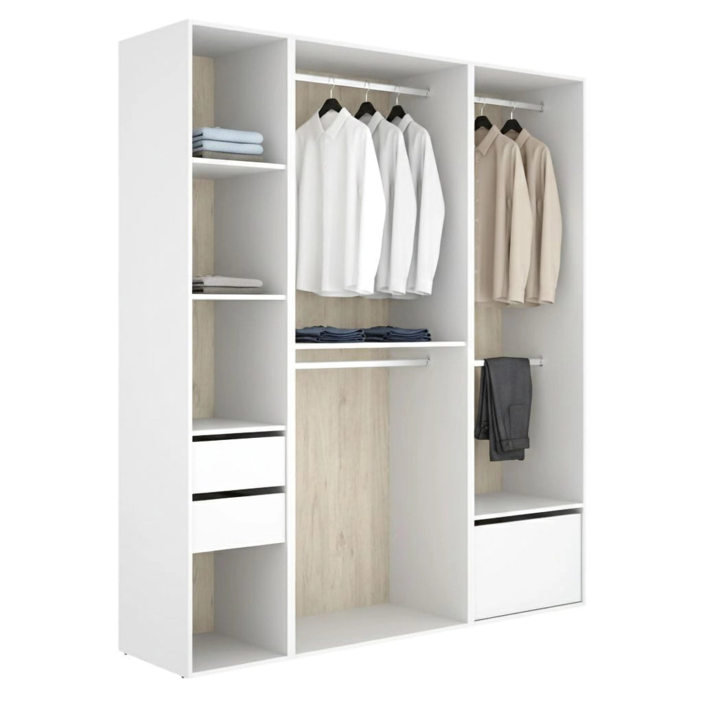 Armadio Camera da Letto Keener, Guardaroba Grande Modulabile, 45x205h cm Bianco
