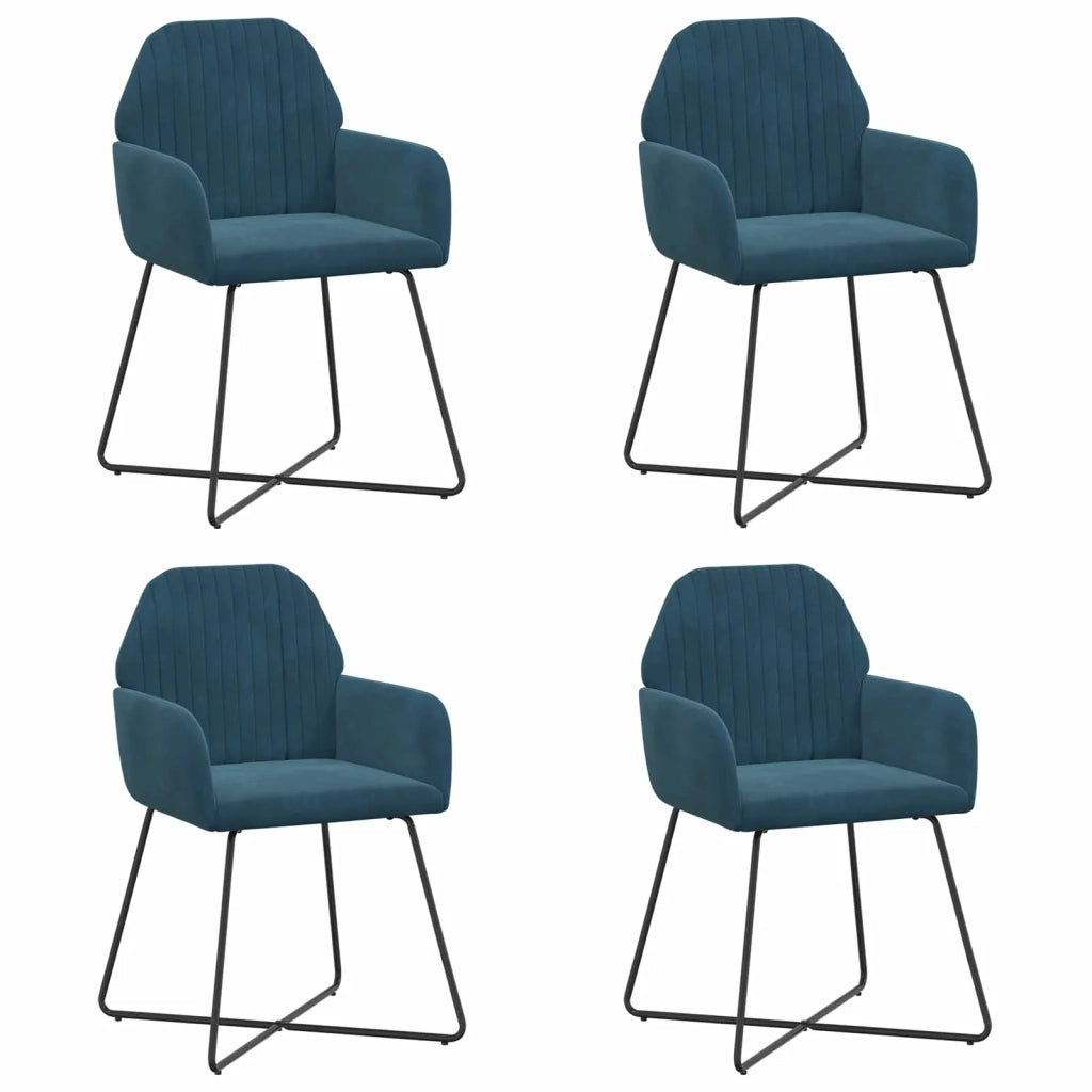 Sedie da pranzo 4 pcs Velluto (V) Blu 55 x 50 x 84 cm 3428380