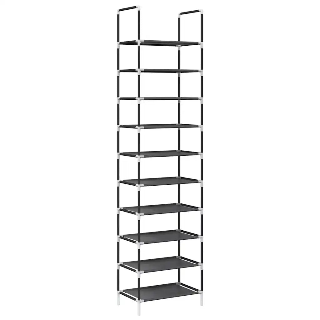Scarpiera 10 Ripiani-Scaffale per scarpe Nera 44x28x180 cm in Tessuto Non Tessuto