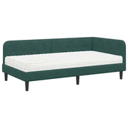 Letto singolo | Letto per adulti | Cornice del letto ad angolo Verde Scuro 90 x 190 cm Velluto