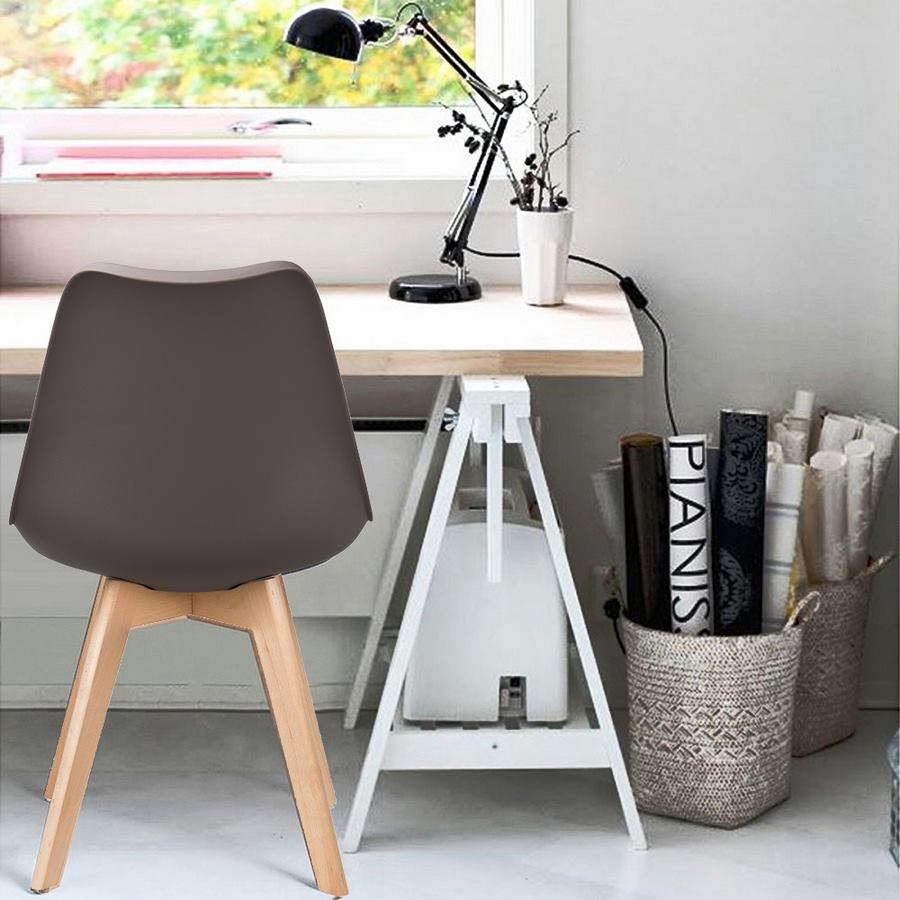 Set 4 Sedie 53,5x48,5x83 cm in Polipropilene e Similpelle Candice Caffè