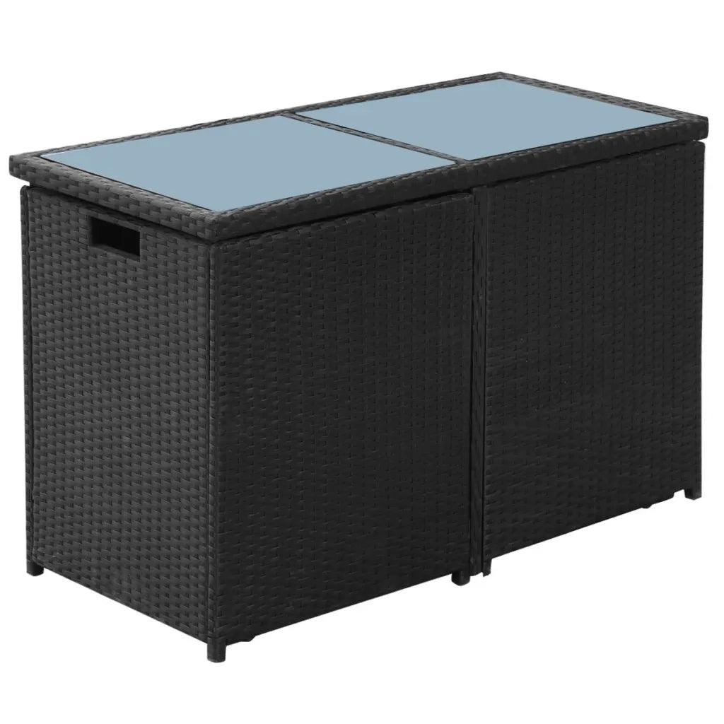 Set da Bistrot 3 pz con Cuscini in Polyrattan Nero 42539