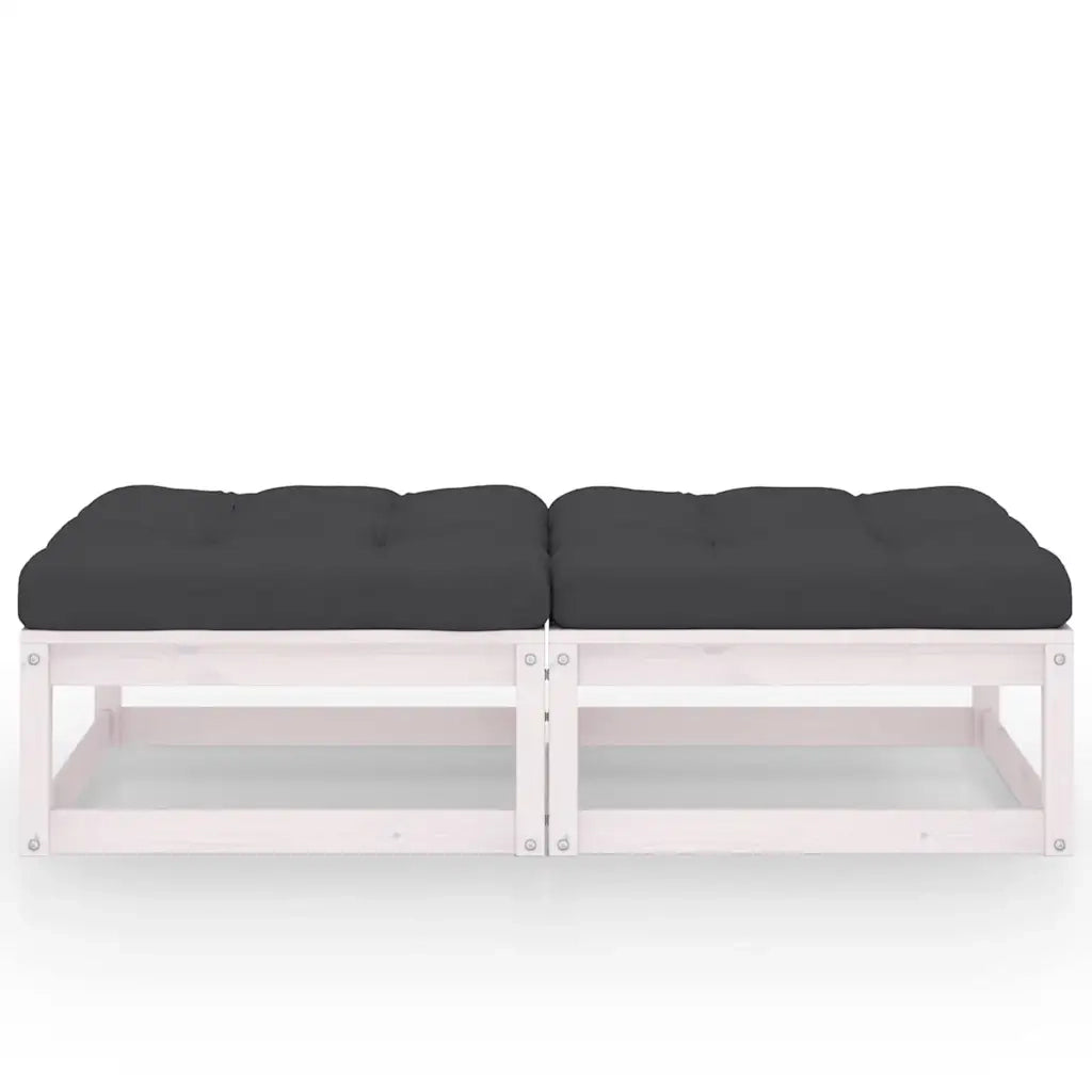 Sedia da giardino-Poggiapiedi da Giardino con Cuscini 2 pz Massello di Pino 521690