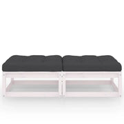Sedia da giardino-Poggiapiedi da Giardino con Cuscini 2 pz Massello di Pino 521690