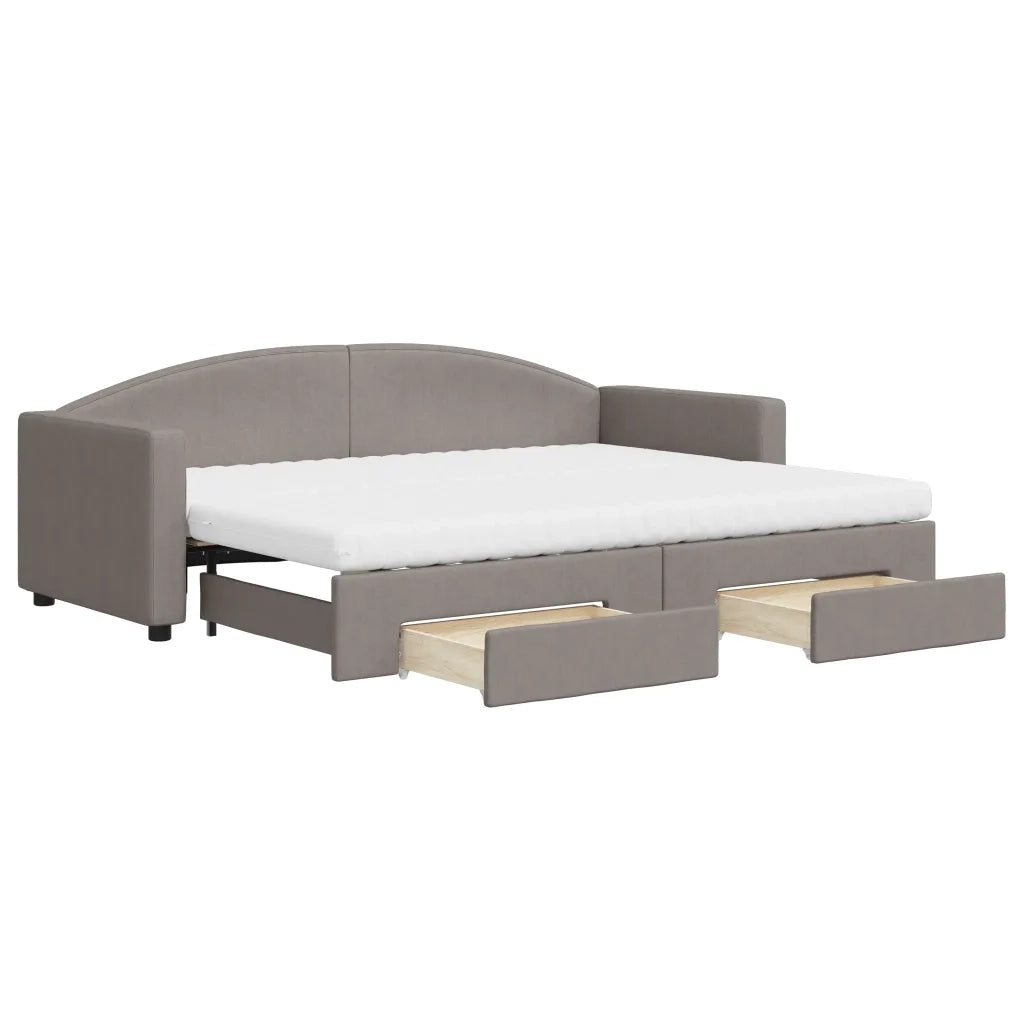 Divano Letto Estraibile con Cassetti Tortora 80x200 cm Tessuto
