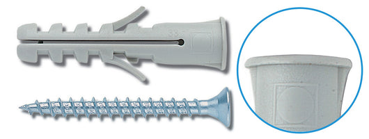 scatola tassello con bordo 8 mm con vite 50 pz cod:ferx.8825