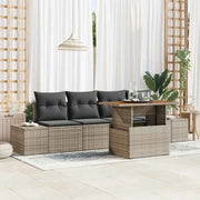 Set da Pranzo per Giardino con cuscino 5 pcs Grigio e Marrone