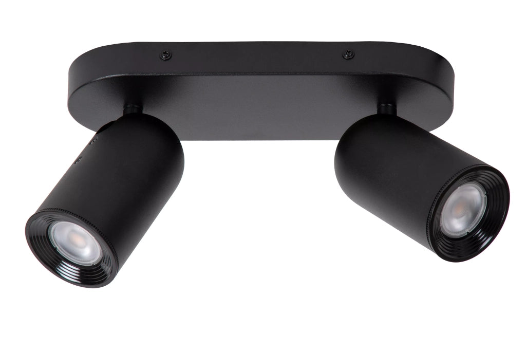 Faretto soffitto doppio orientabile nero 2xGU10 Lucide Punch