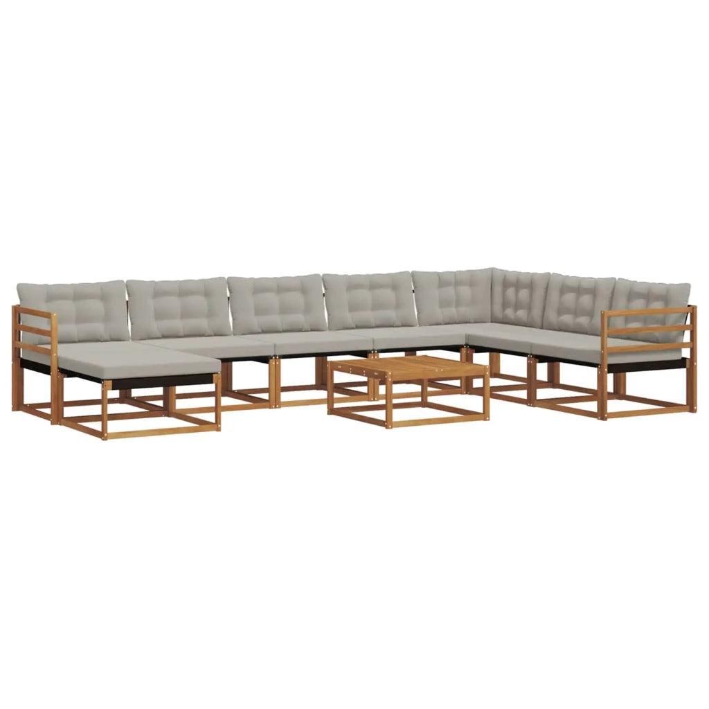 Set di divani da esterno 9 pcs Grigio Naturale e Chiaro 3369758