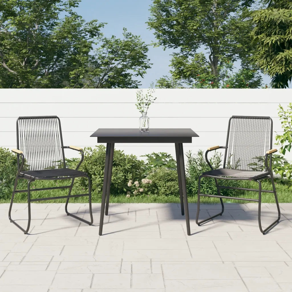 Set da Pranzo da Giardino 3 pz | Set Salotto da Giardino Nero in Rattan PVC