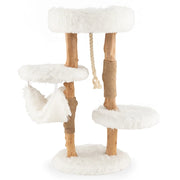 Tiragraffi in legno 41 x 41 x 87 cm con diverse aree di riposo e tiragraffi stile moderno in bianco naturale 20_0019632