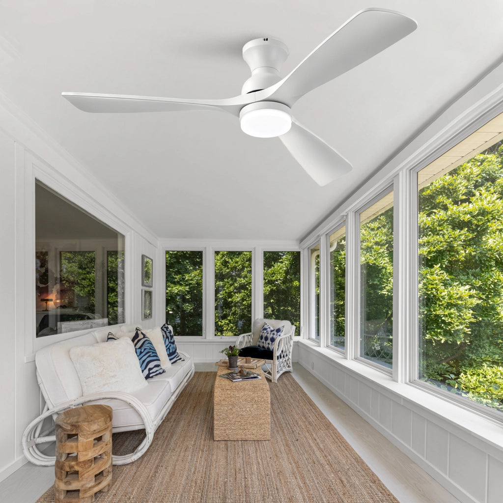 Ventilatore da soffitto bianco 52 pollici con illuminazione e telecomando, 3 pale legno massello, 3CCT dimmerabile, 6 velocit¨¤ silenzioso