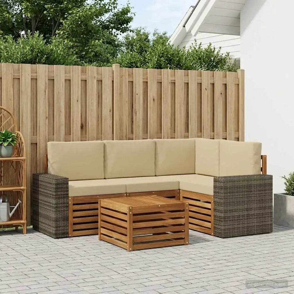 Set di divani da esterno 5 pcs Naturale e Beige 59 x 59 x 37 cm 3384339