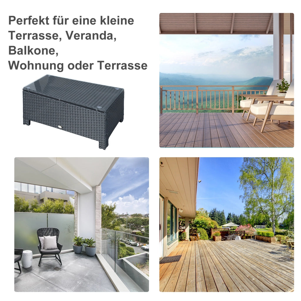 Tavolino da caff¨¨ ¨C zephmum ¨C Polyrattan nero 85x50x39