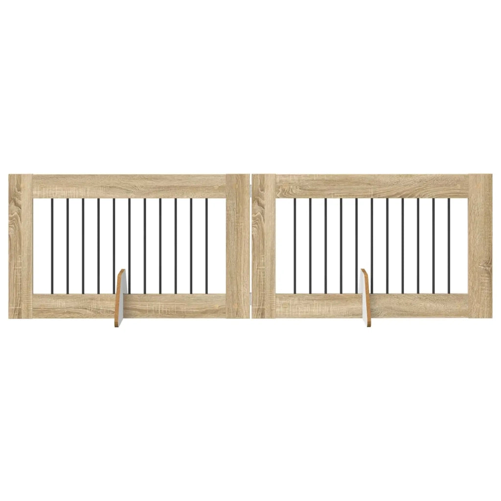 Cancello per cani con supporti 2 pcs Rovere Sonoma 100 x 60 cm 892110