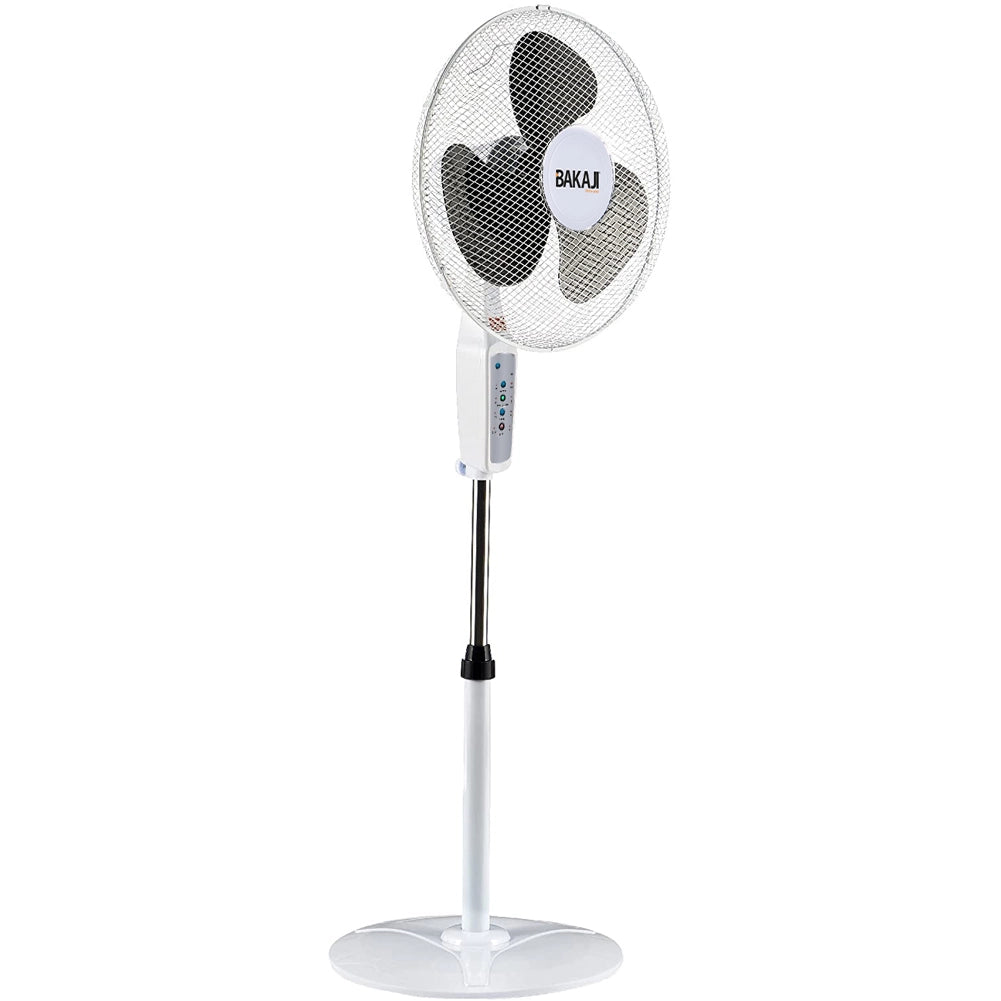 Ventilatore a Piantana Bianco 50W con Telecomando Timer 3 Velocità Base Tonda