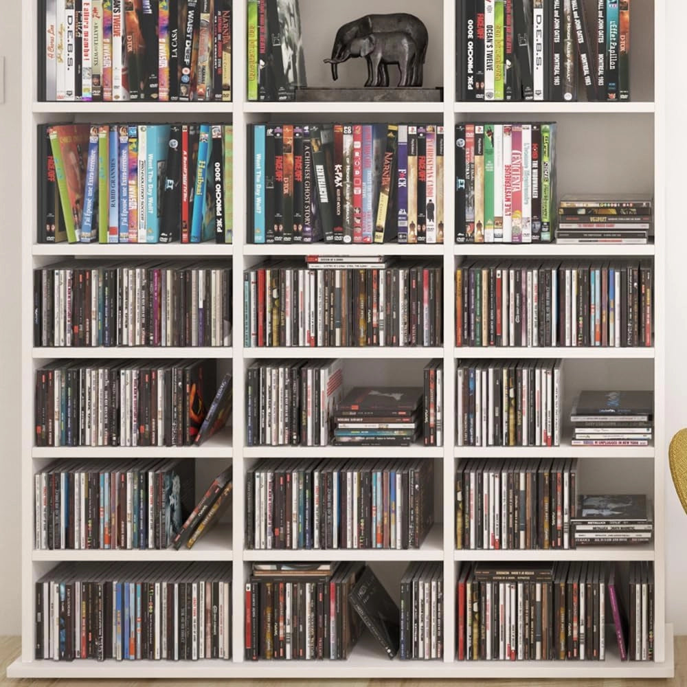 Scaffale porta cd Jukebox, Bianco, 105.4 x 136 cm