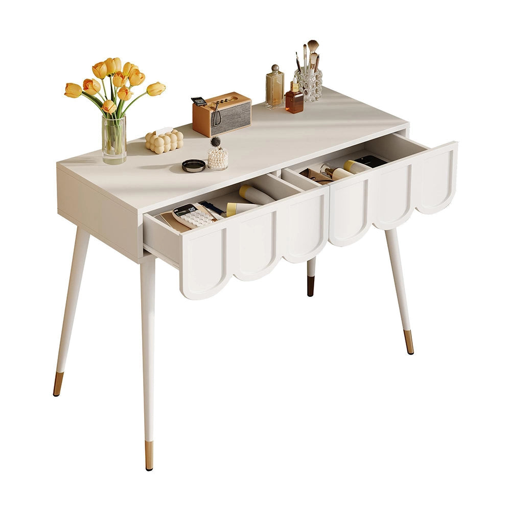Tavolo da trucco con 2 cassetti - Xylo - Bianco, 100¡Á40¡Á76 cm