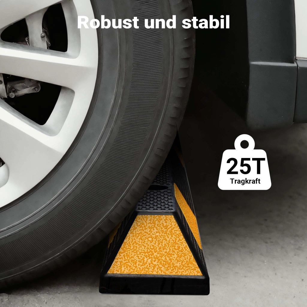 Delimitatore di parcheggio, battiruota in gomma 1650x150x100mm con fasce rifrangenti, Fermaruota