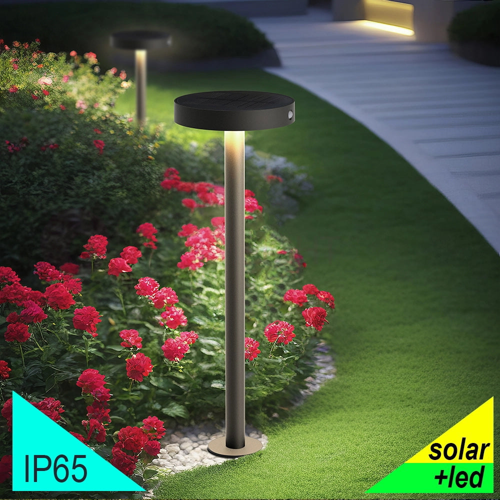 SYRIO Lampione Solare da Giardino h. 50 - IP65 Con Pannello Integrato e Sensore di movimento in colore ANTRACITE