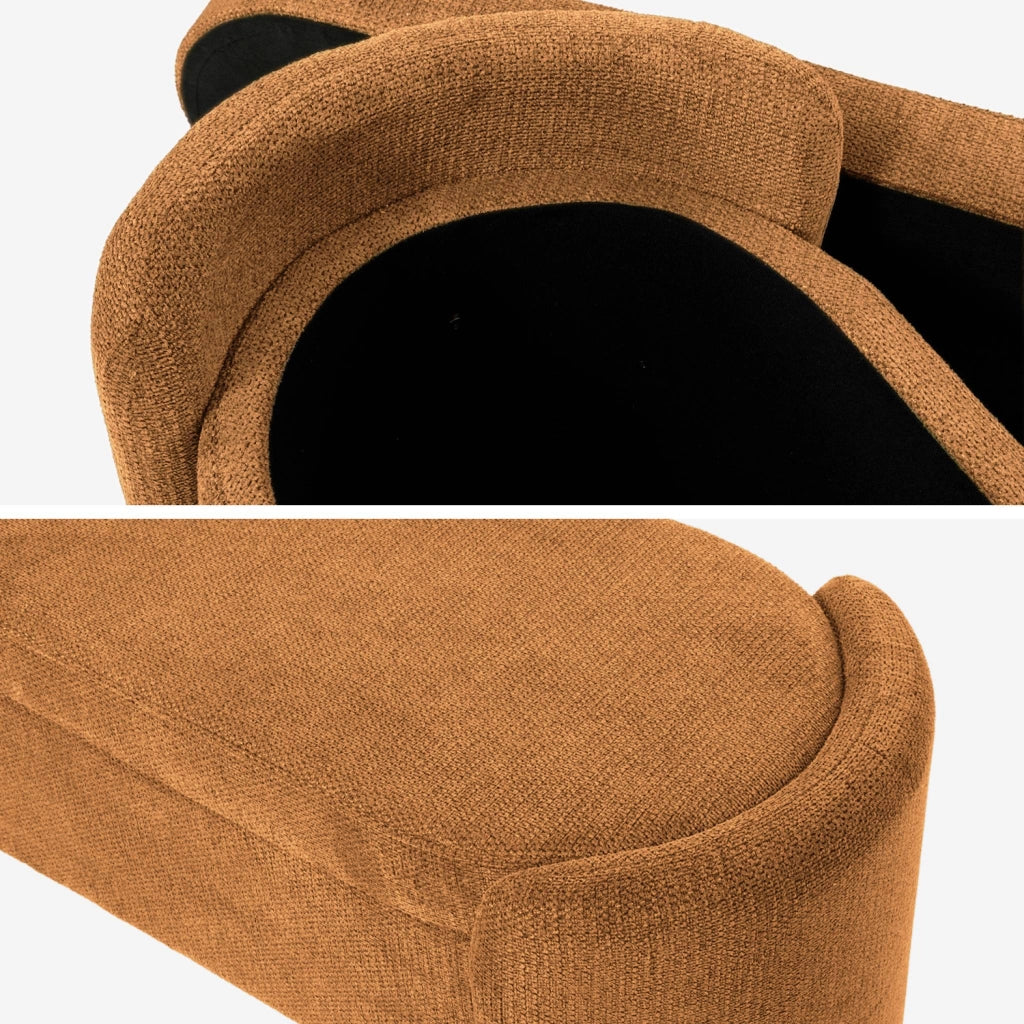 Panca contenitore, fondo letto contemporaneo in tessuto, ruggine