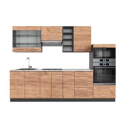 Cucina componibile Fame-Line Rovere dorato/Antracite 280 cm, PL Marmo Vicco