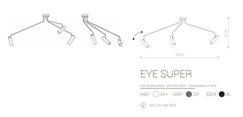 Plafoniera Nowodvorski Eye Super 3 faretti bianca metallo