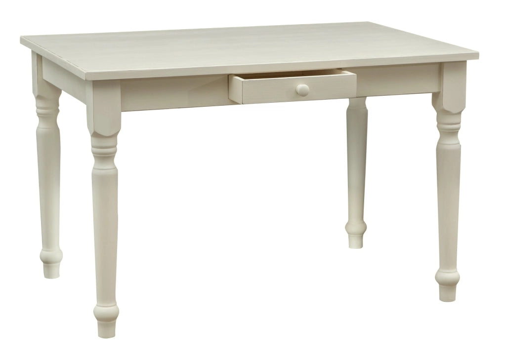 Biscottini Tavolo scrittoio Country in legno massello di tiglio finitura bianca anticata L120xPR80xH80 cm. Made in Italy
