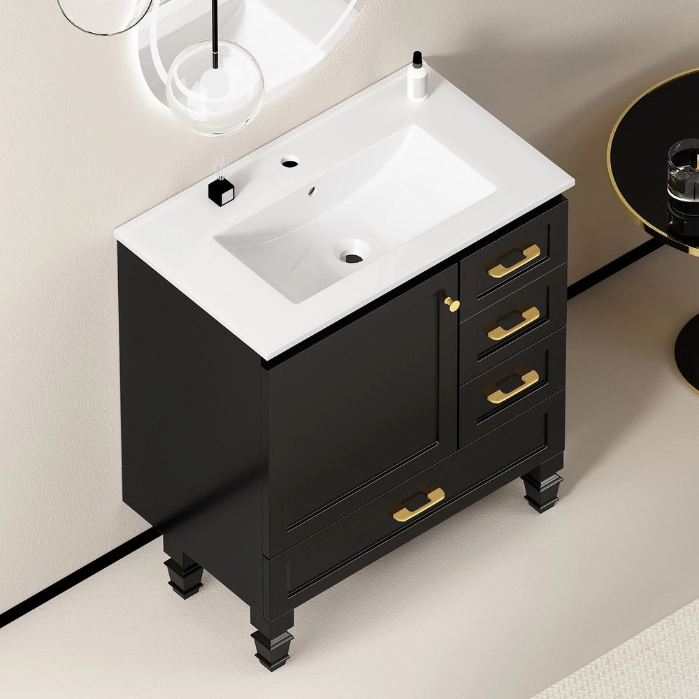 Armadietto Bagno con Cassetti ¨C Xylo ¨C Nero, 75 cm