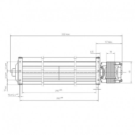 Ventola tangenziale EBM QL4/2500A9-2118L-441 Motore Destro