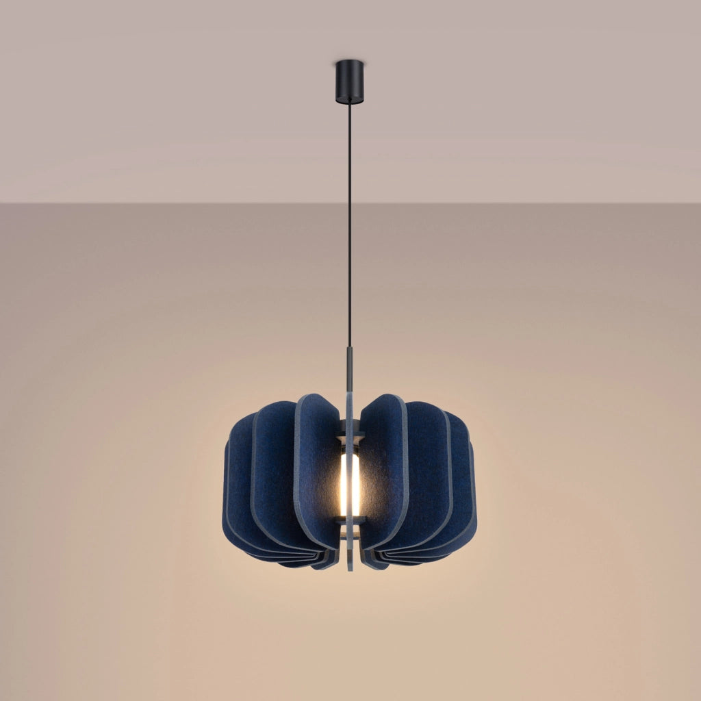 Lampada a sospensione BARDEO in feltro blu Ø45 E27 15W Pure Lume