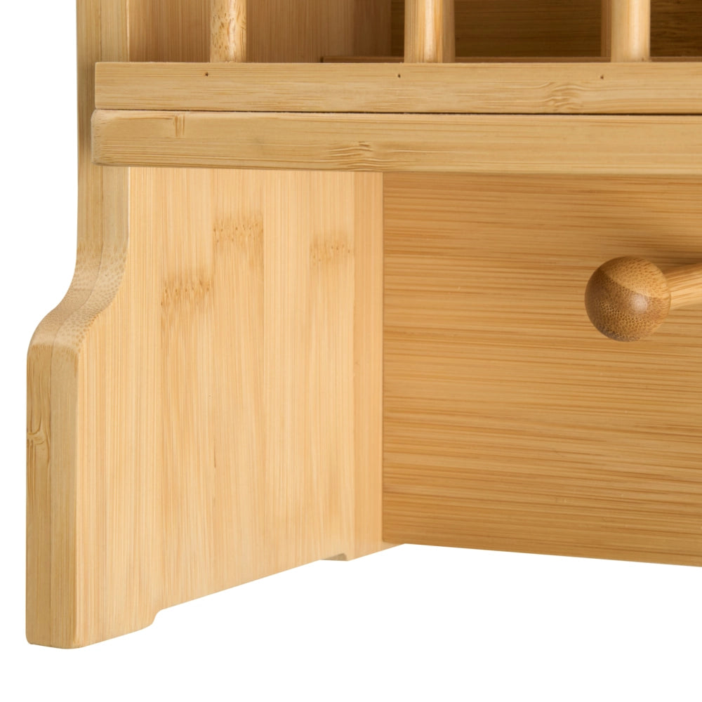 Scaffale portapiatti in bambù marrone chiaro da parete con ganci per tazze Ripiano da cucina Accessori da cucina in stile rustico