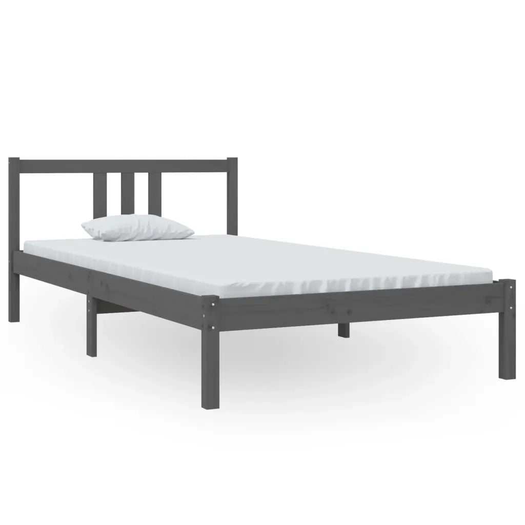 Giroletto-Struttura Letto Grigio in Legno Massello 100x200 cm 640563