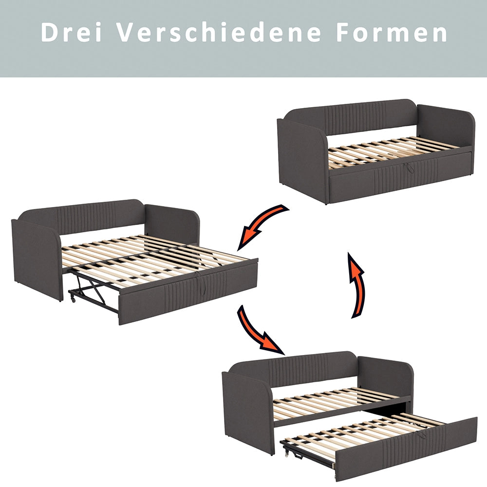 Divano letto estensibile - Xylo - 90/180x190 cm - Grigio - Letto imbottito